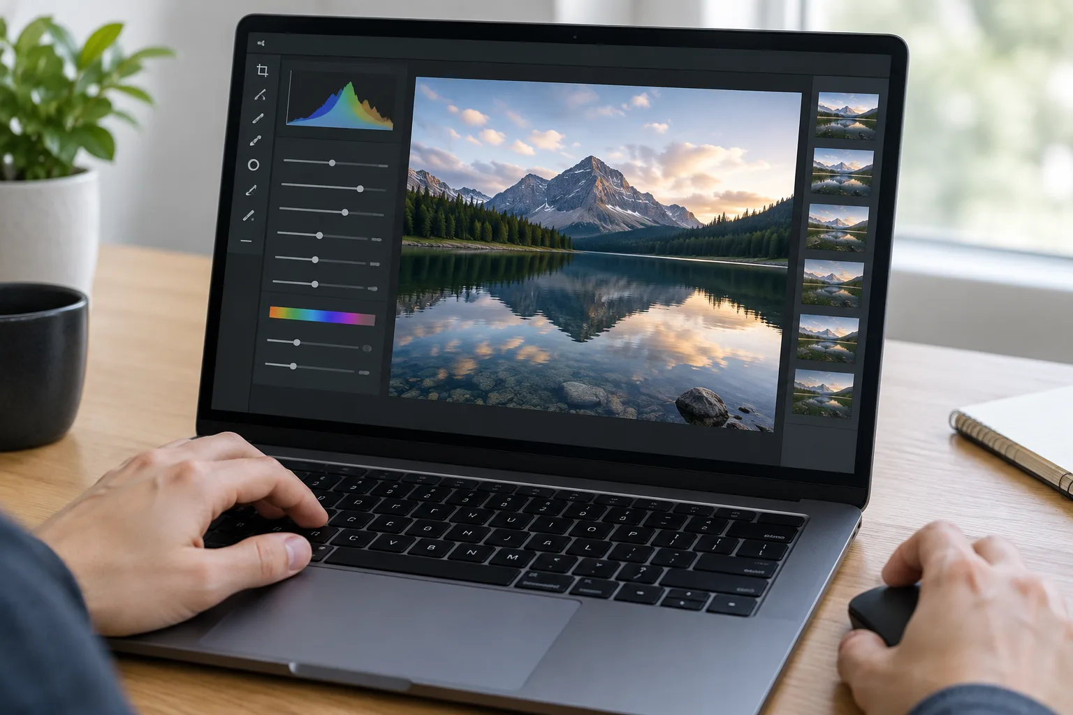 Préparation d’une photographie sur ordinateur avant son import dans WordPress.