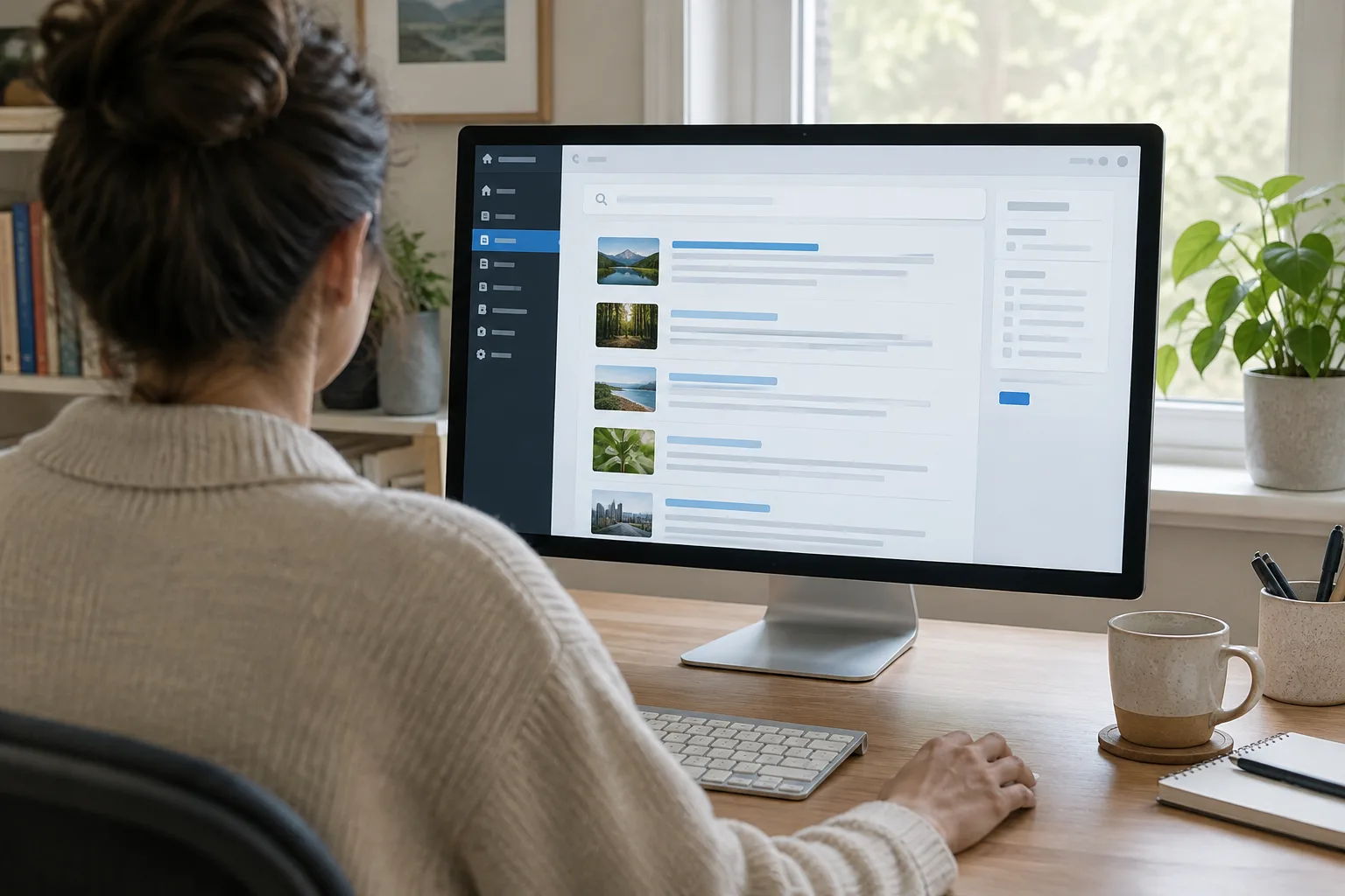 Écran d’ordinateur affichant une interface générique de résultats de recherche d’un site web