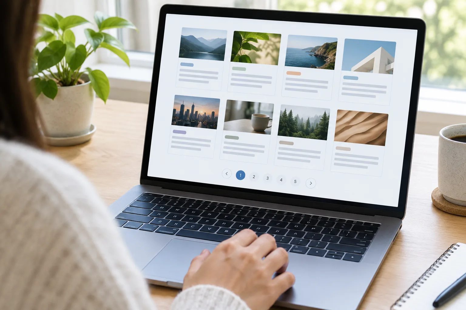 Une personne teste sur un ordinateur la navigation entre plusieurs pages d’archive.